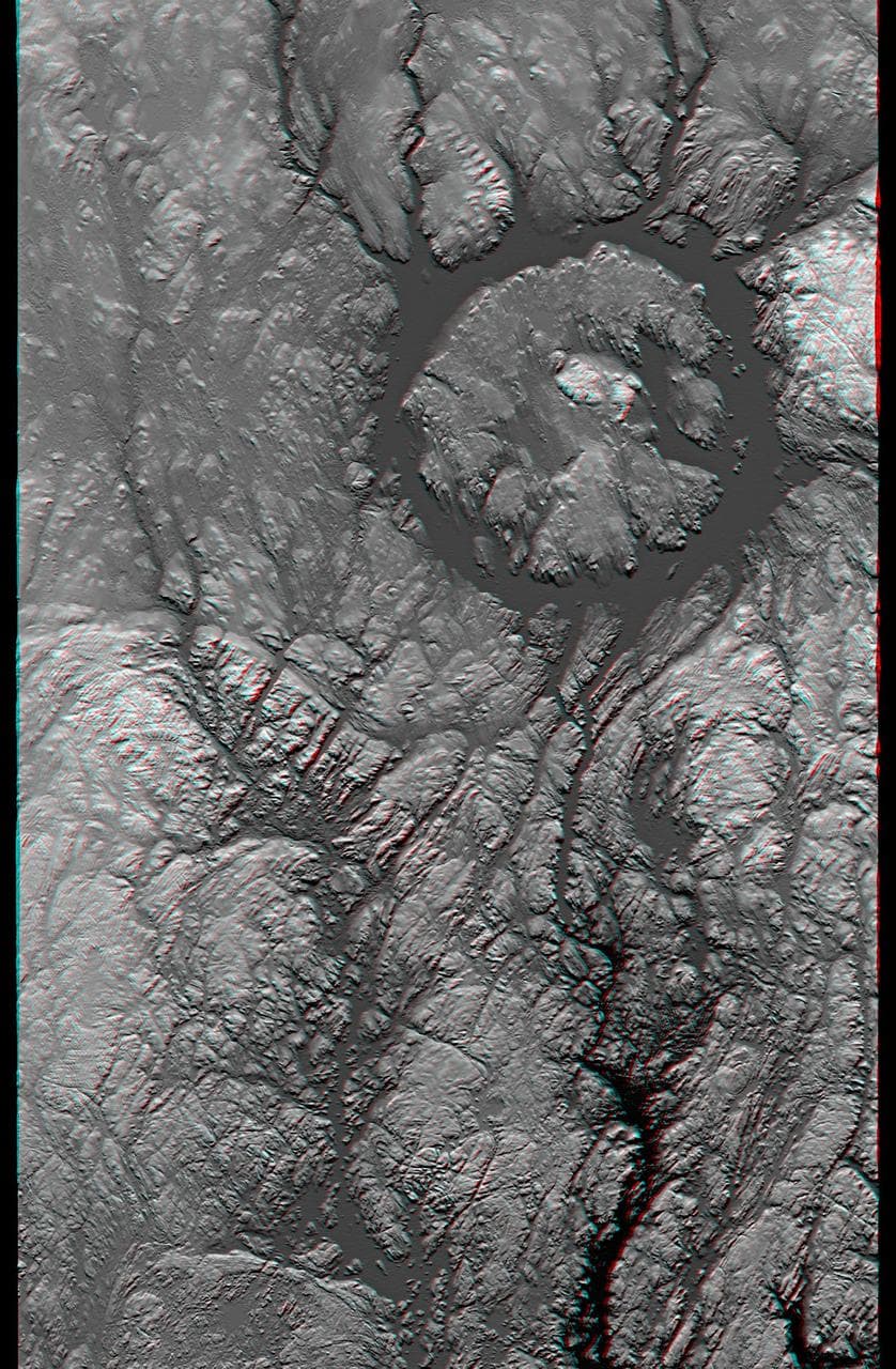 Anaglyph, Manicouagan Crater, Quebec, Canada