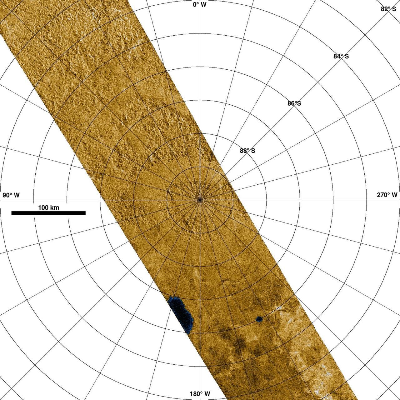 Radar Images Titan South Pole