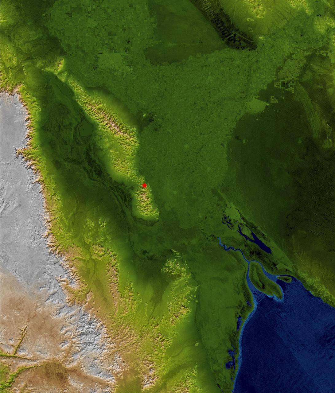 Baja Earthquake, Radar Image and Colored Height