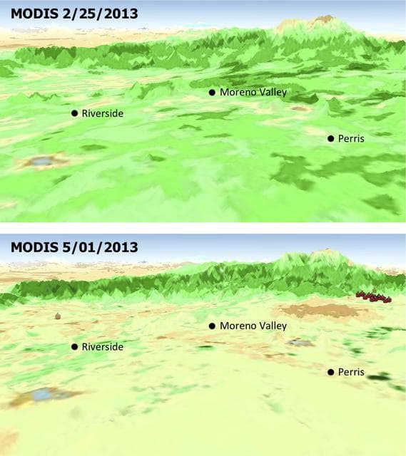 MODIS Satellite See Double Jeopardy for Socal Fire Season