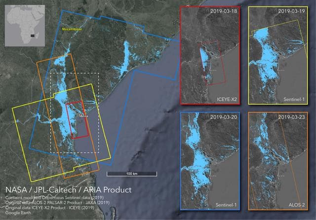 Satellites Image Mozambique Flooding after Cyclone Idai