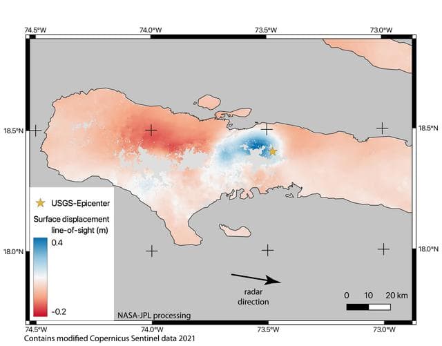 Satellite Data Shows Ground Motion from August 2021 Haiti Earthquake
