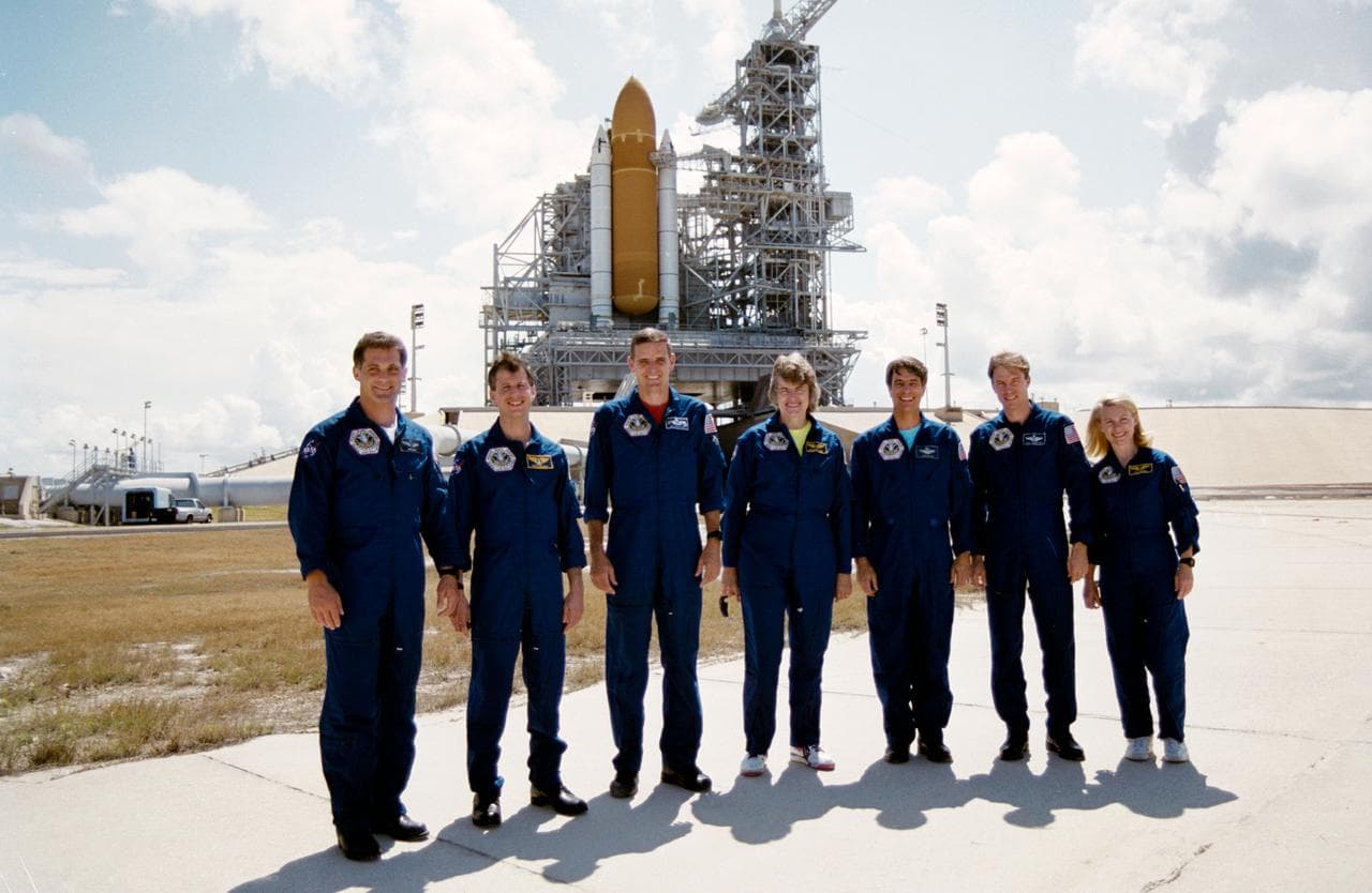 STS-58 crew at KSC for countdown demonstration