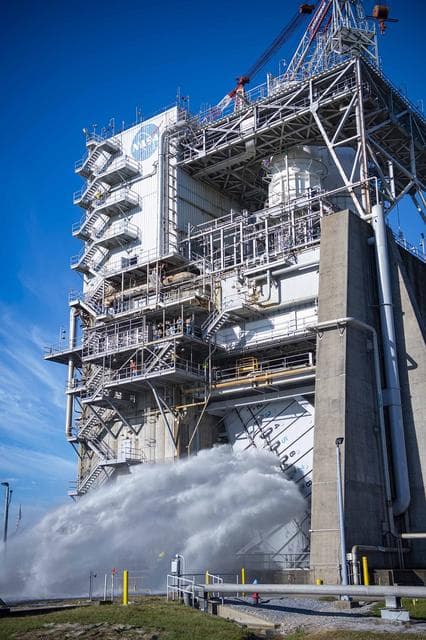 NASA Stennis Conducts Water Flush at Fred Haise Test Stand