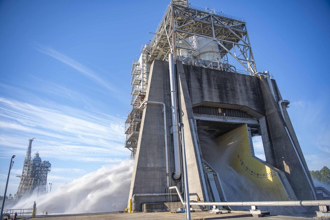 NASA Stennis Conducts Water Flush at Fred Haise Test Stand