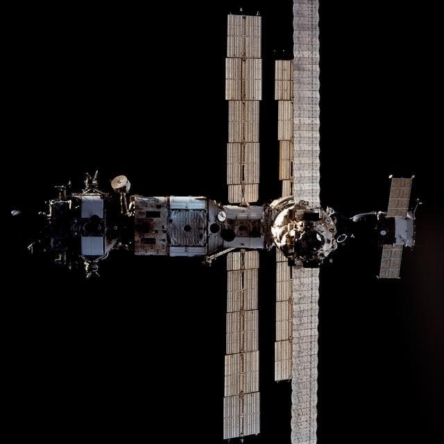 Mir space station as seen from STS-63 Discovery
