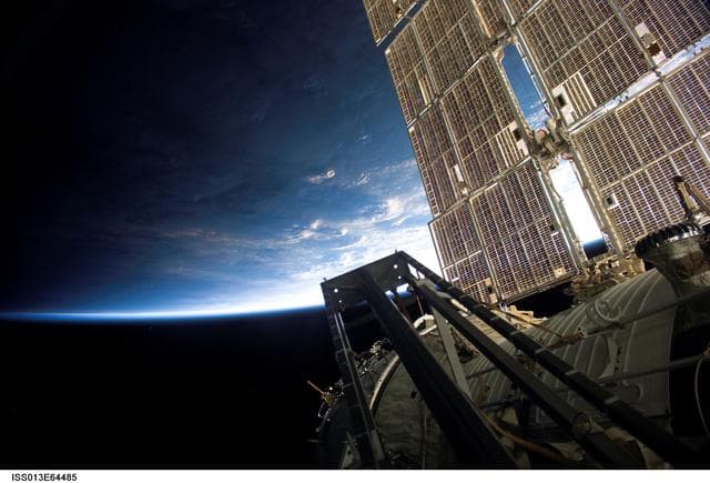 Solar Array Panels and Earths Horizon during Expedition 13