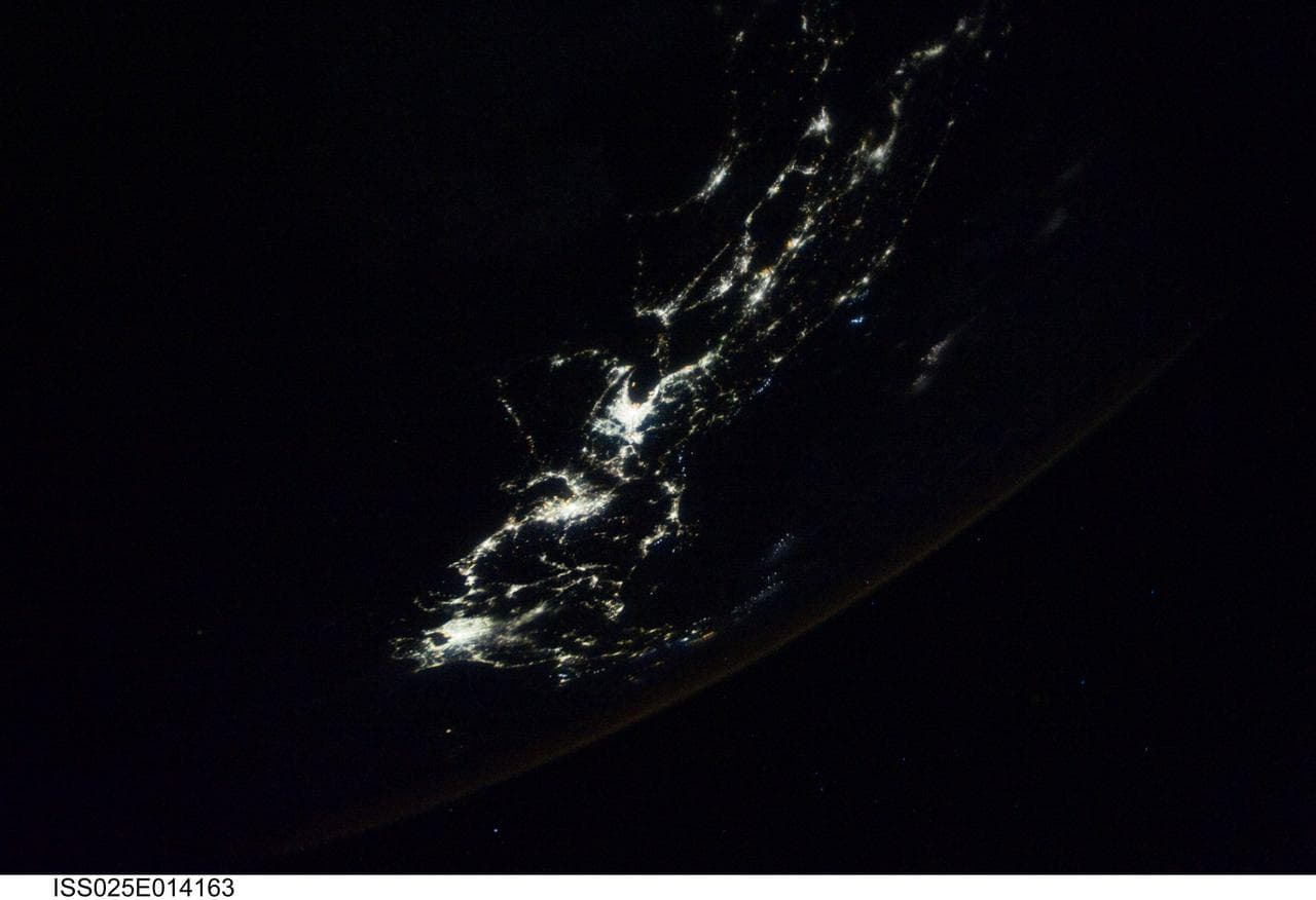 Night time city lights taken by the Expedition 25 crew