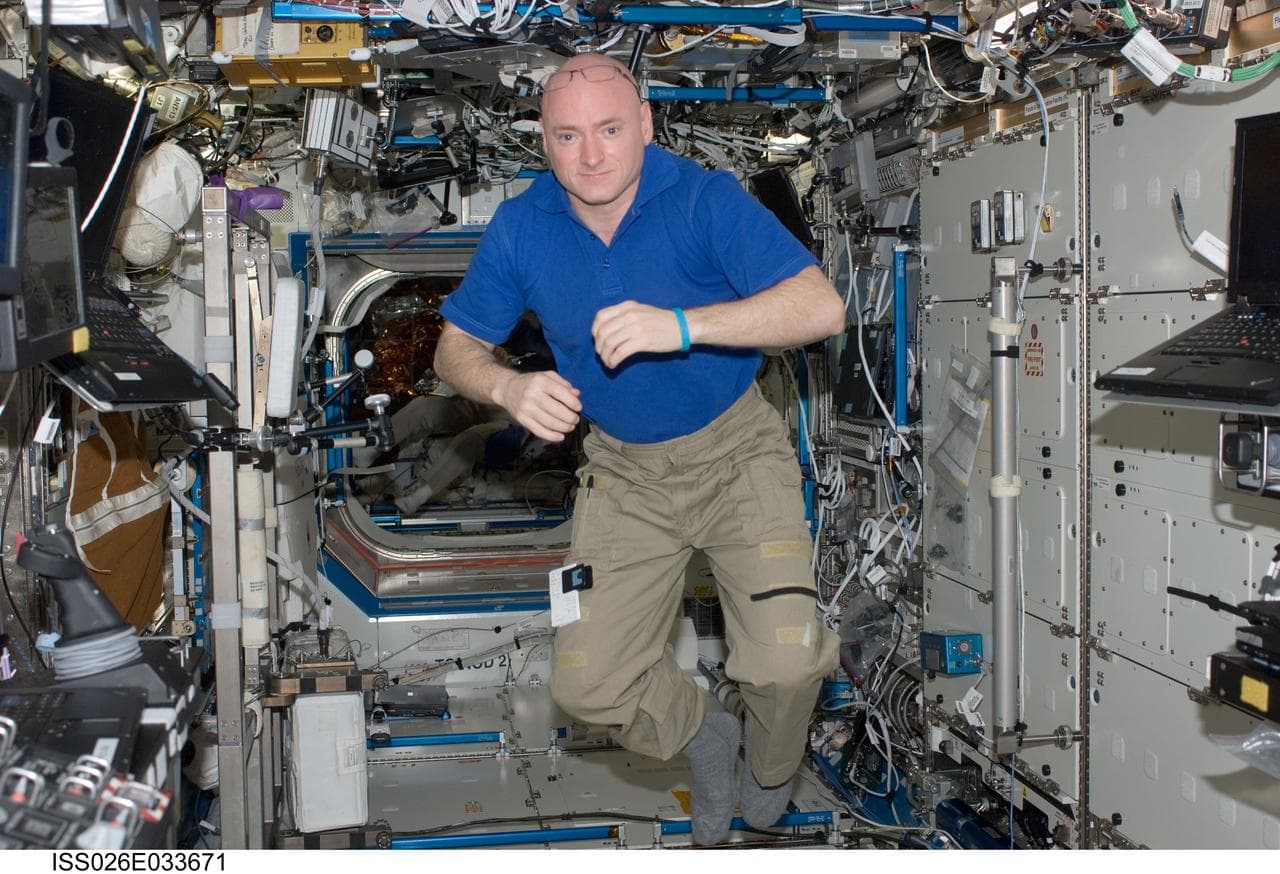 Kelly poses in the U.S. Laboratory