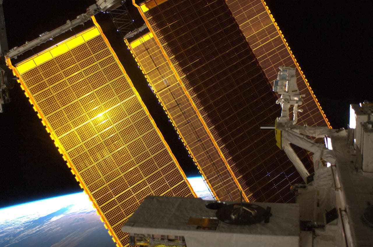 View of ISS Port Solar Arrays