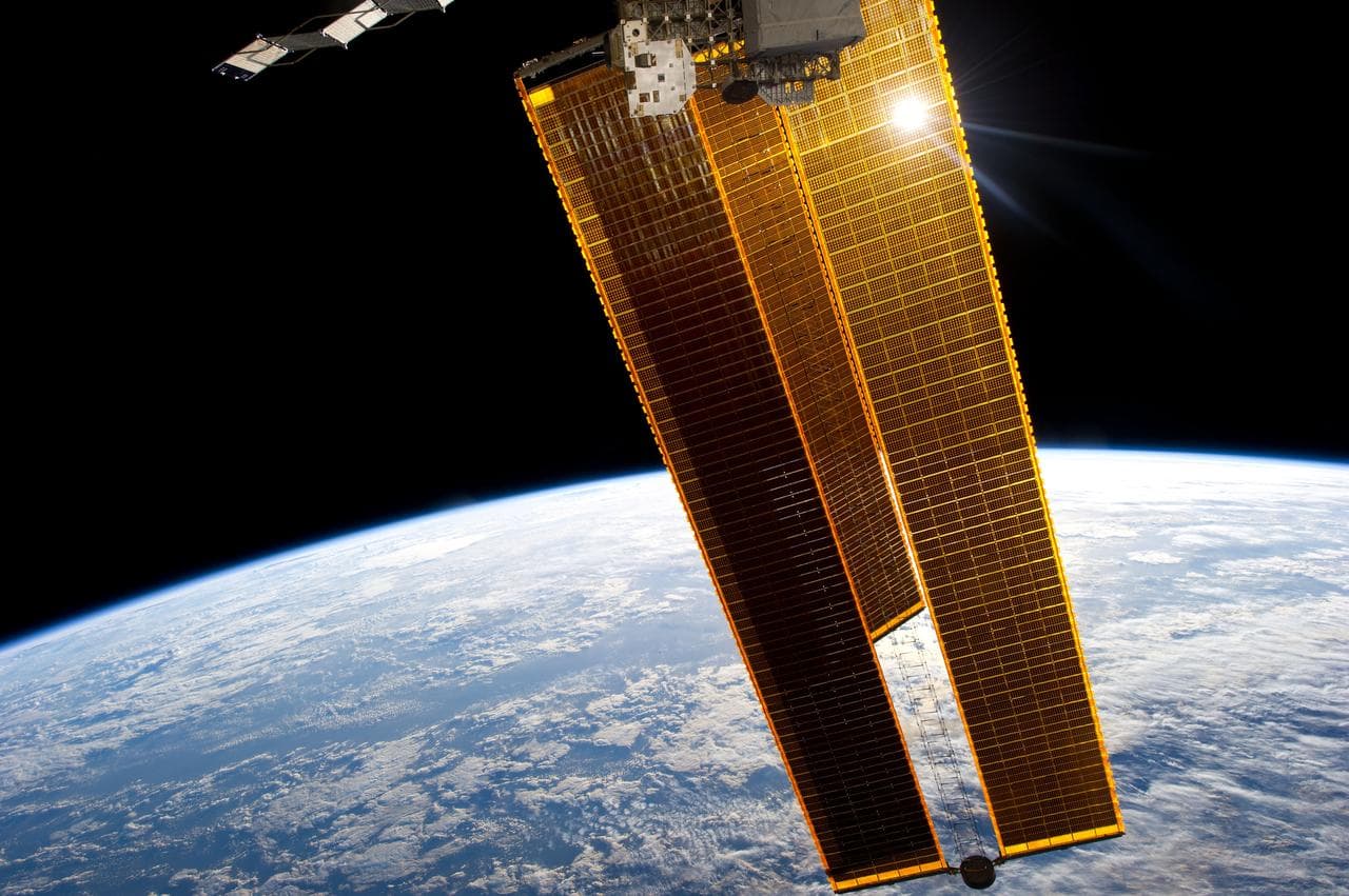 Solar array and Earth
