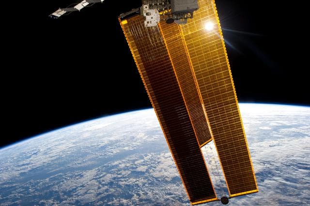 Solar array and Earth