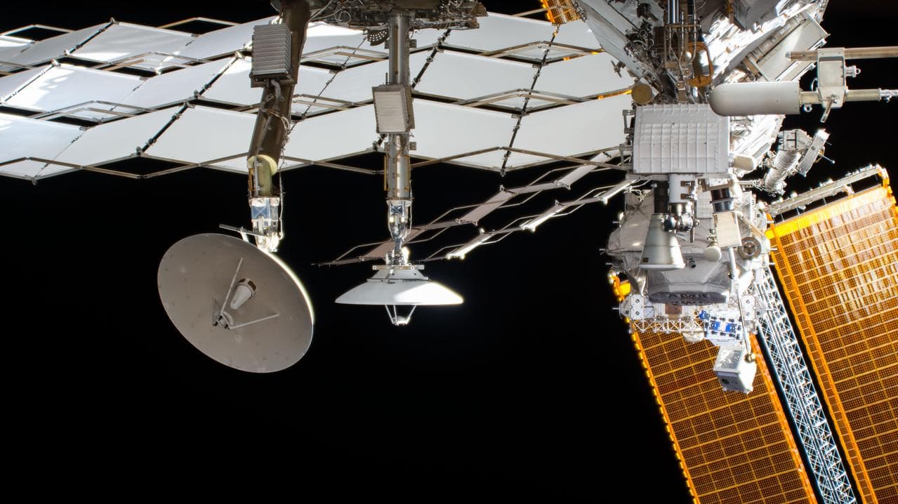 AMS-02, radiator panel and solar array seen by EHDC1