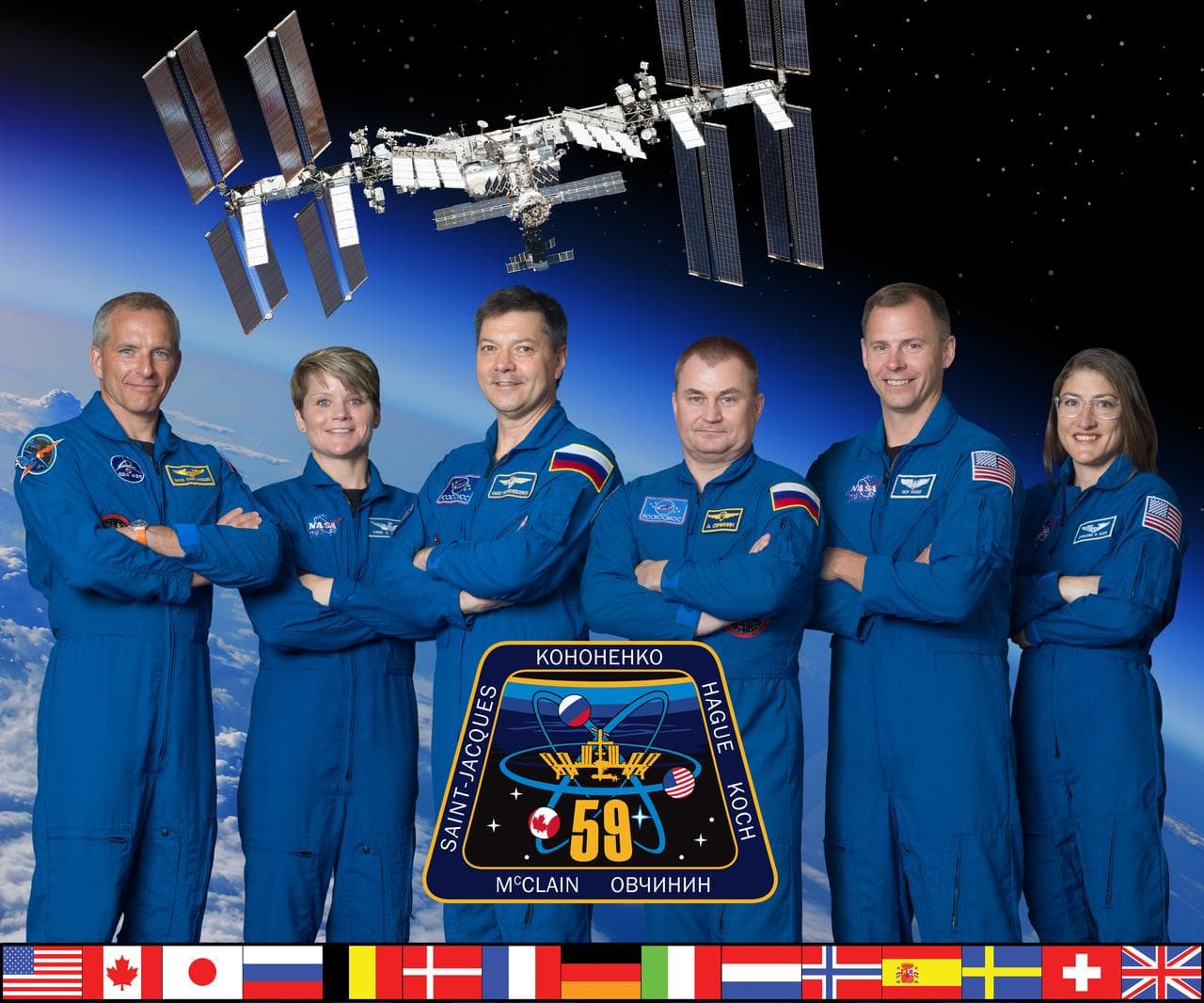 The official Expedition 59 crew portrait