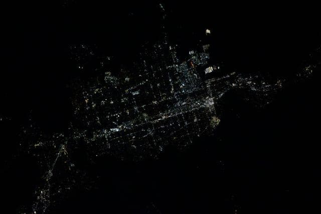 The city lights of Salt Lake City, the capital of Utah