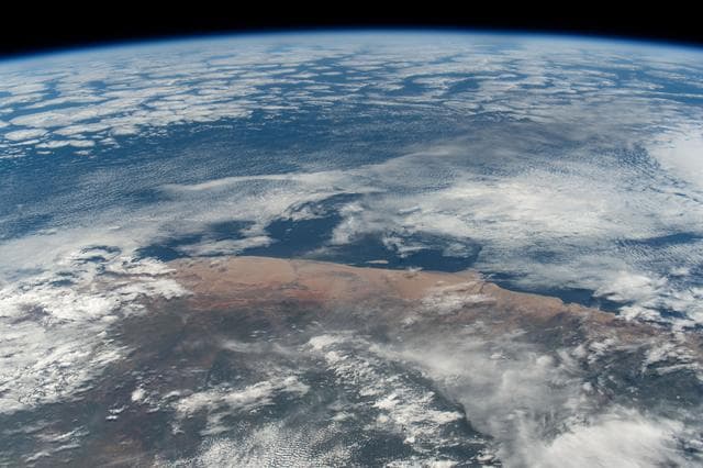 The hot and arid desert coast of Angola on the Atlantic Ocean