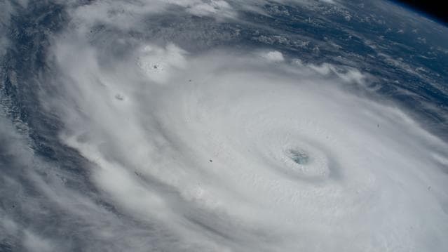 Hurricane Humberto is seen in the Atlantic Ocean
