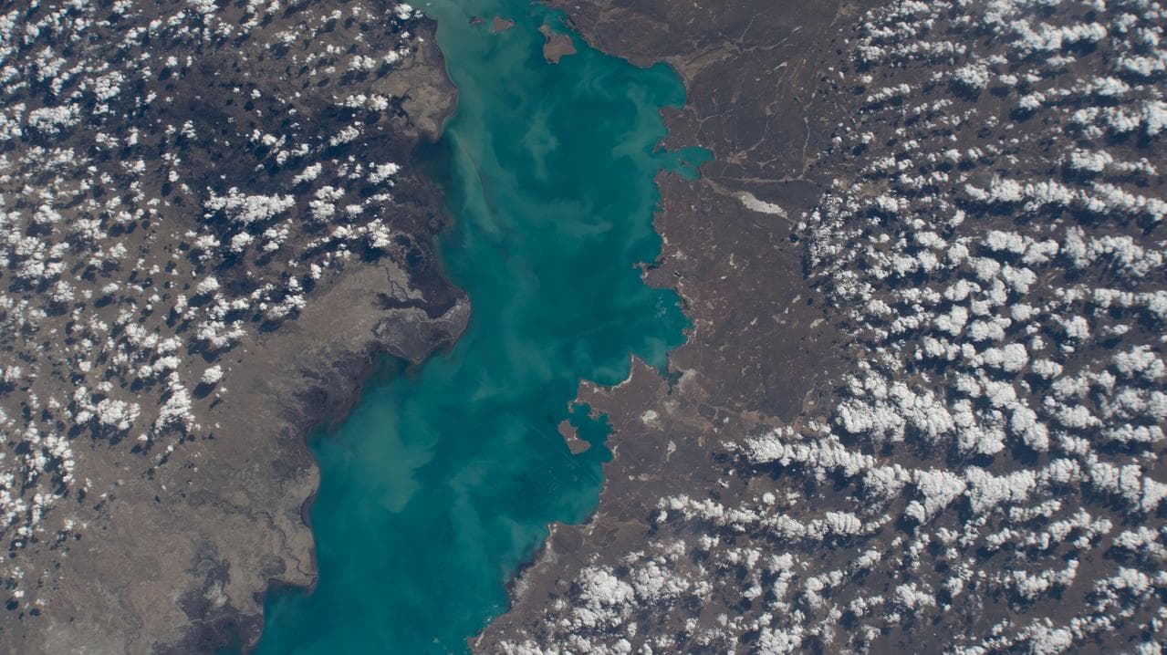The western freshwater portion of Lake Balkhash in Kazakhstan
