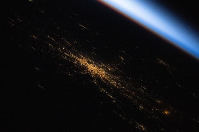 Nighttime view of Moscow, Russia, before sunrise