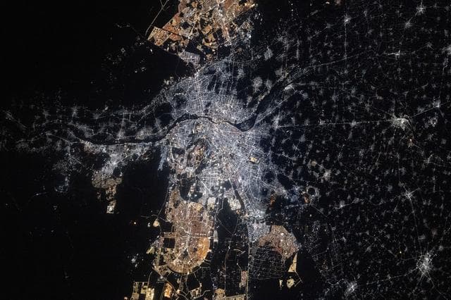 Cairo, Egypt, pictured at night from space