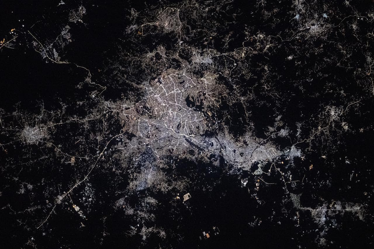 Amman, Jordan, pictured at night from space