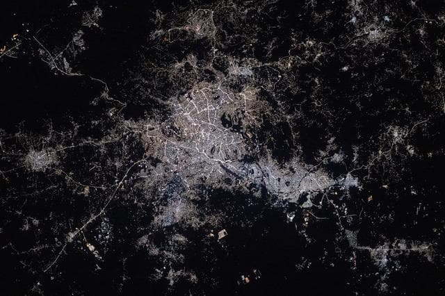 Amman, Jordan, pictured at night from space