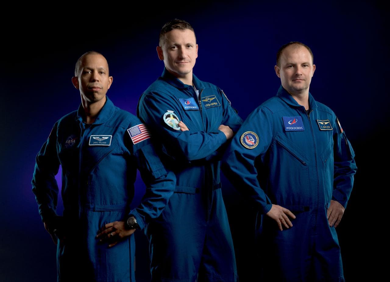 Crew, members, pose