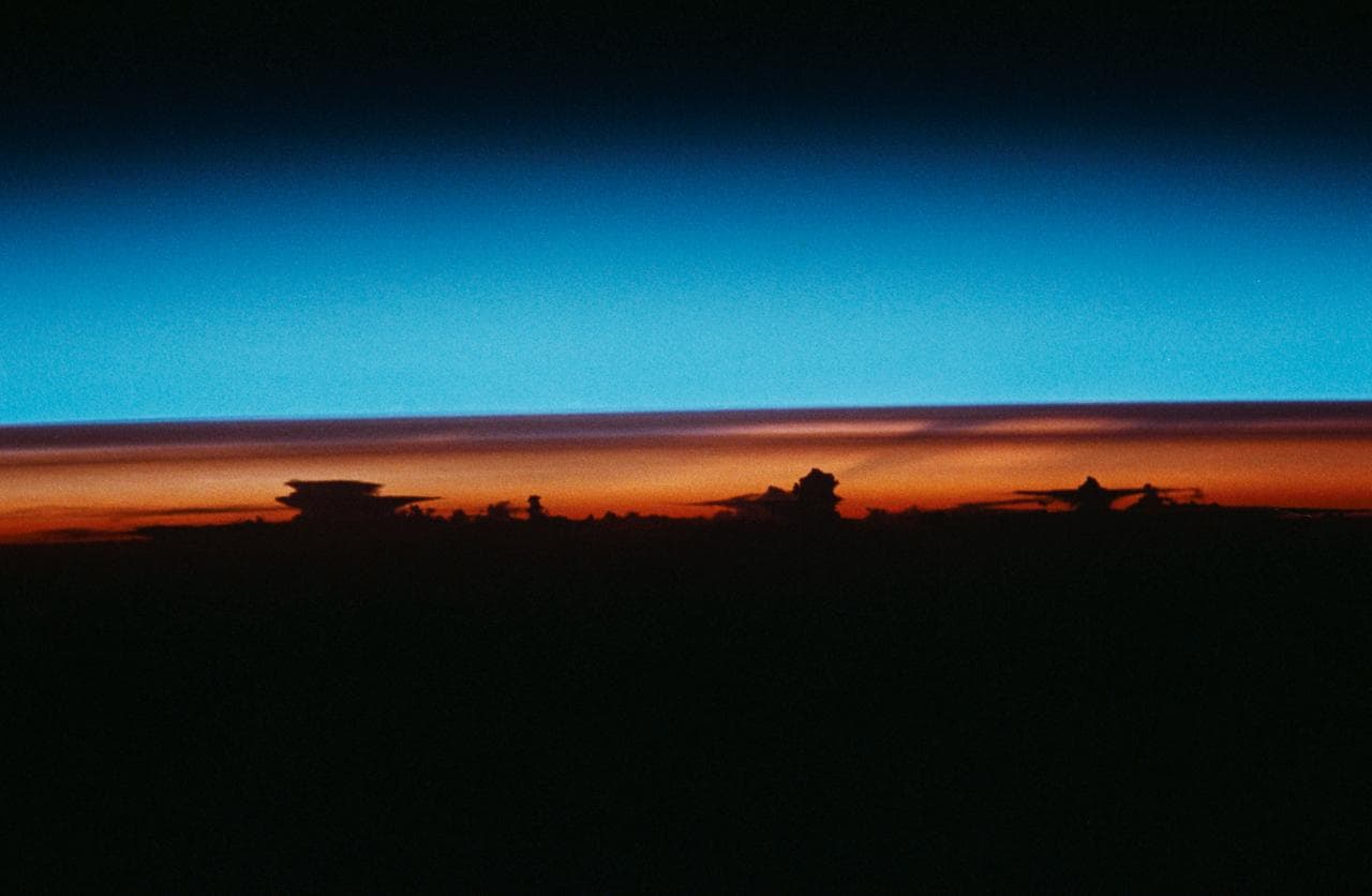 STS-43 Earth observation of a colorful sunrise