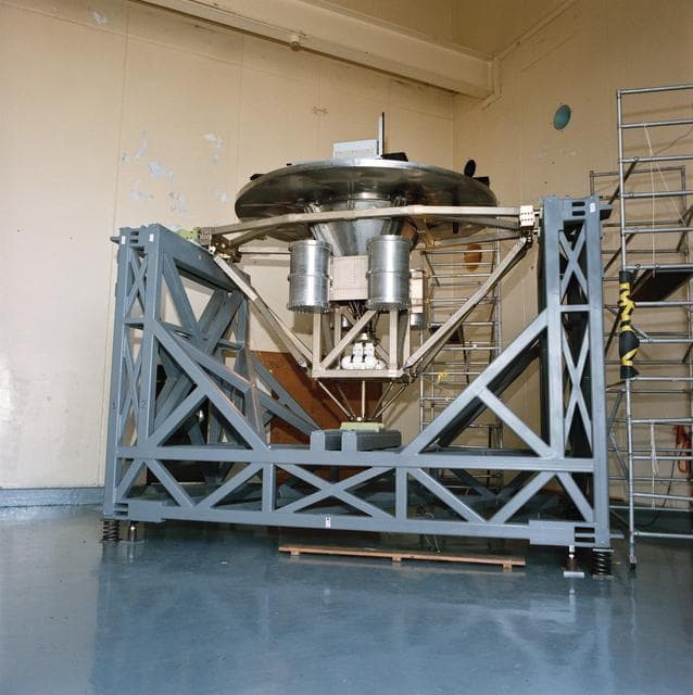 Wake Shield Facility on test stand at JSC