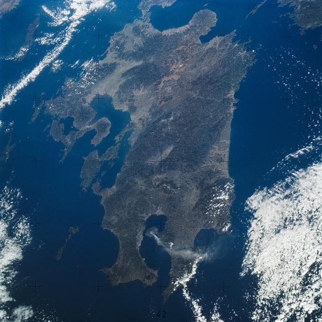 View of Island of Kyushu, Japan from Skylab