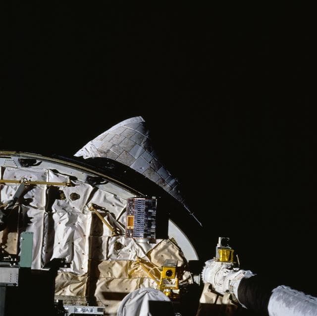 BREMSAT satellite launched from STS-60 Discovery cargo bay
