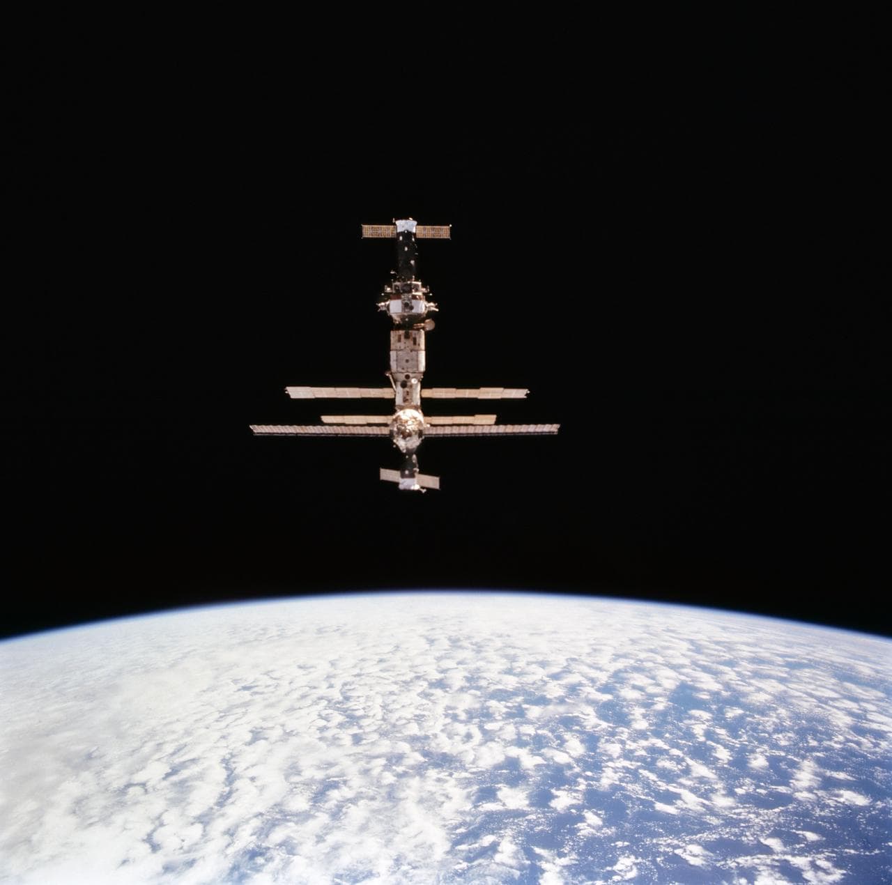 Mir space station as seen from STS-63 Discovery