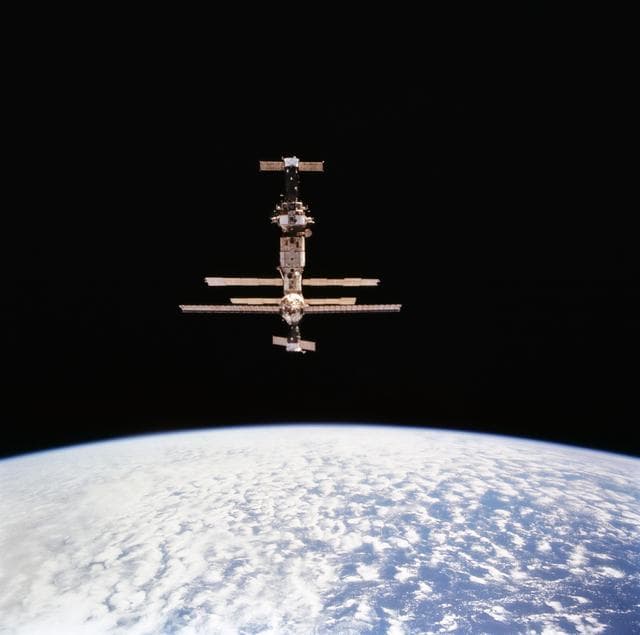 Mir space station as seen from STS-63 Discovery