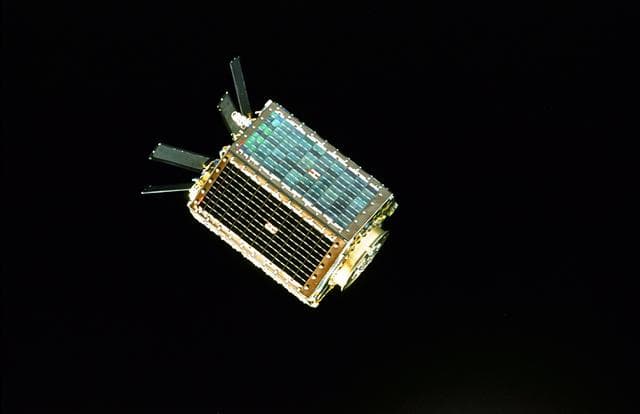 View of the MightySat 1 satellite after it was deployed