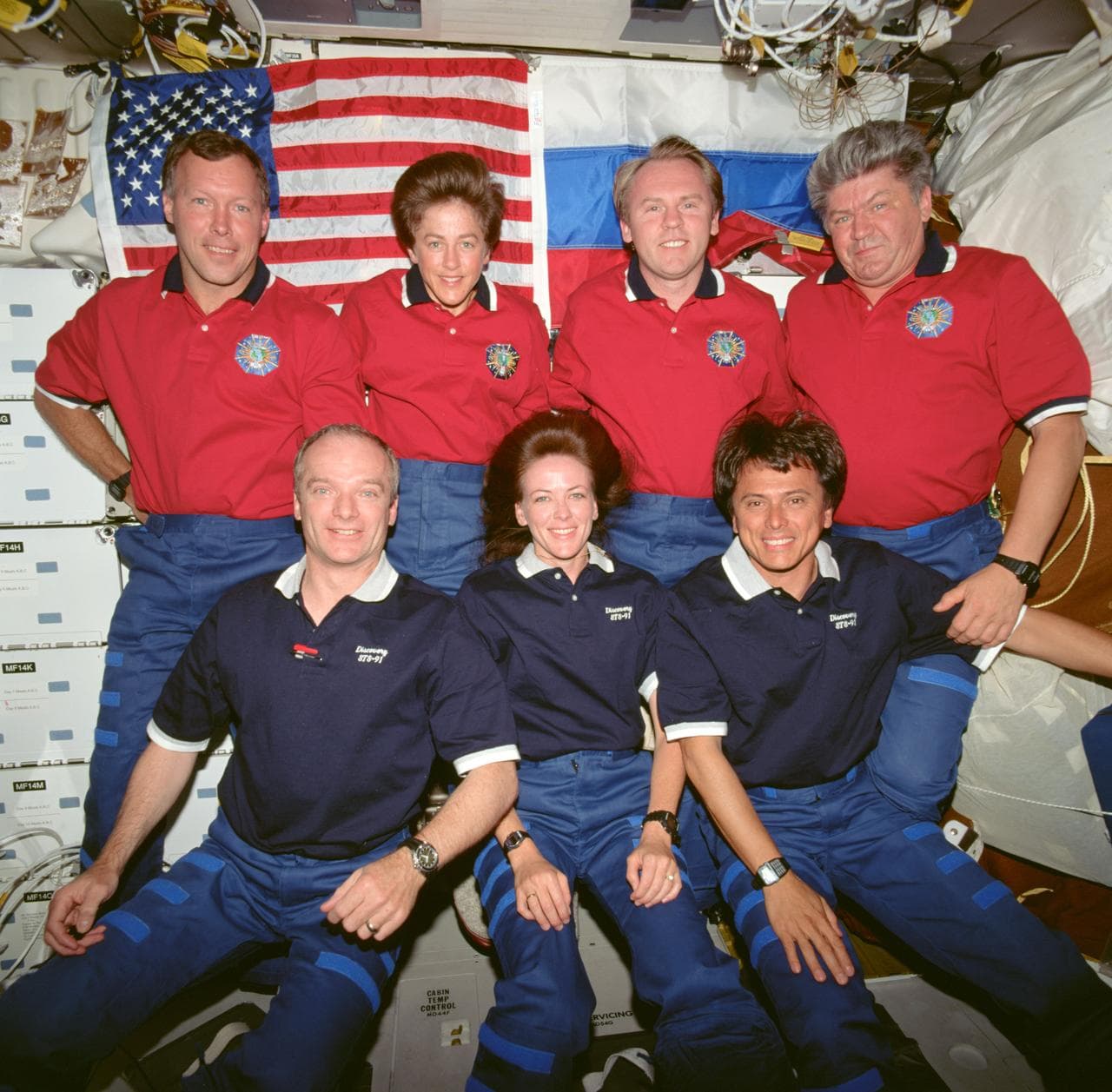 STS-91 onboard crew portraits