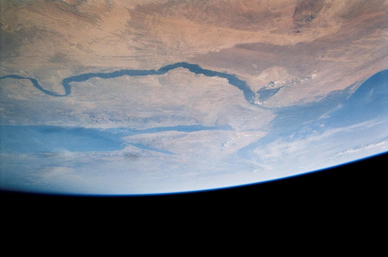 Earth view over Egypt and the Nile River taken during STS-121