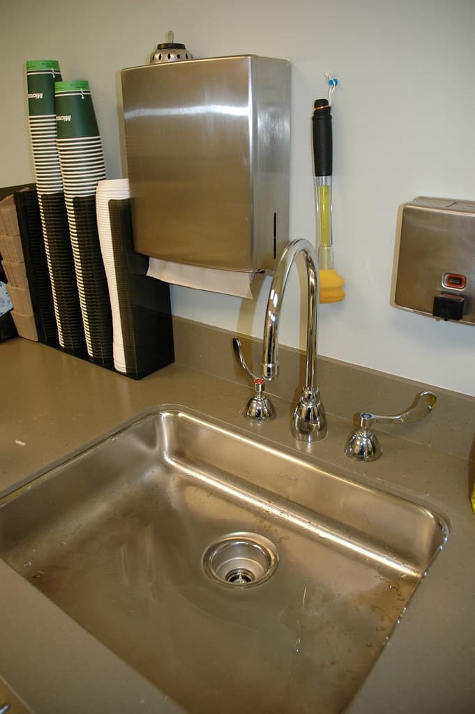 Modern kitchen sink, Microsoft, Issaquah, Washington, USA