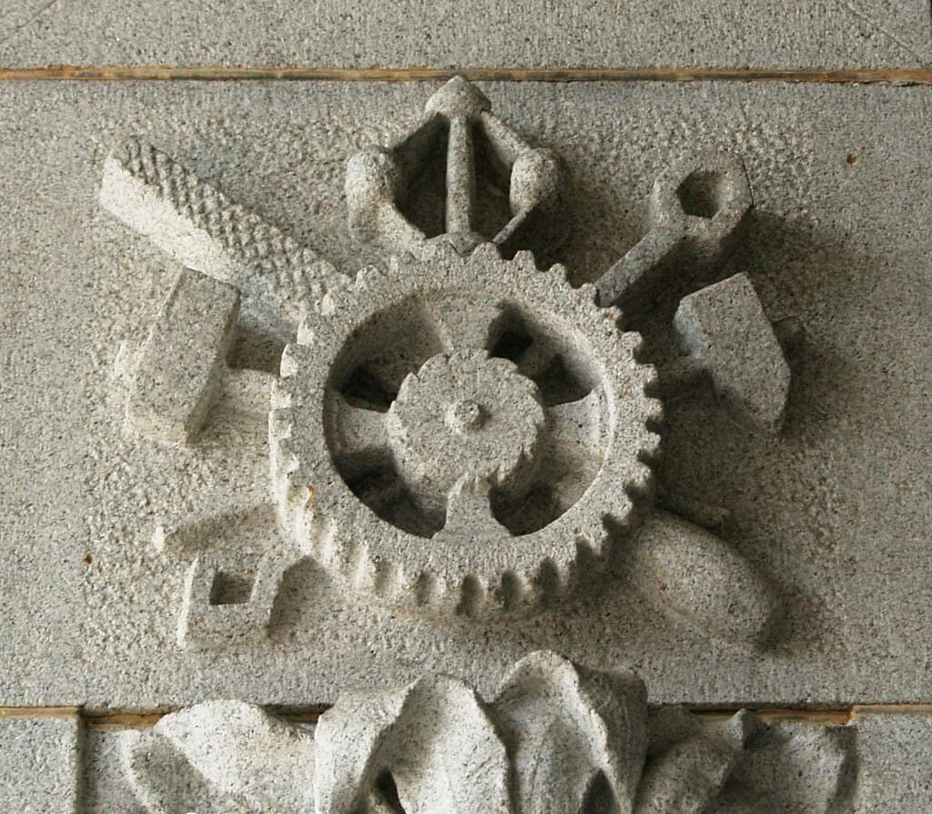 Aia, basrelief, centrifugalgovernor