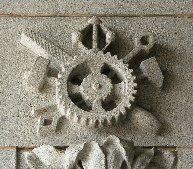 Aia, basrelief, centrifugalgovernor