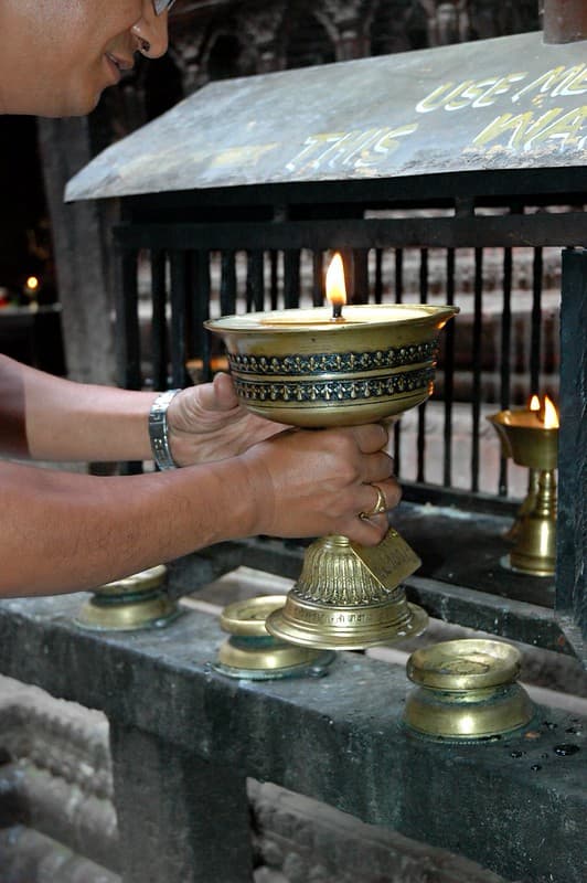 Buddhist, butterlampoffering, kathmandu