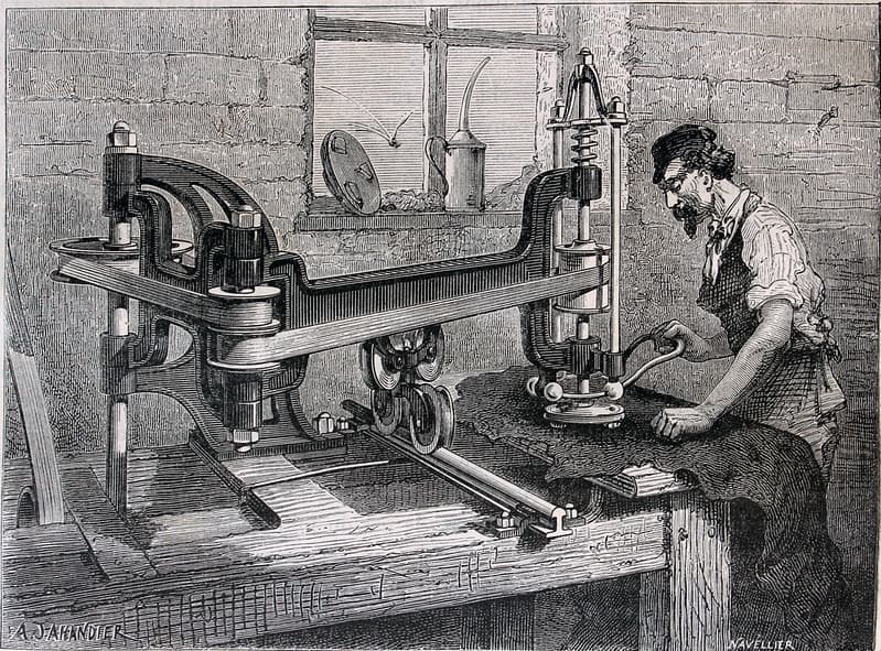 'Machine à polir les cuirs vernis de M.Ch. Soyer'.