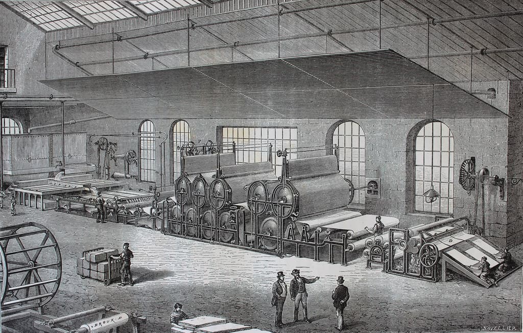 'Grande machine pour la fabrication du papier continu'