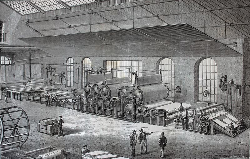 'Grande machine pour la fabrication du papier continu'