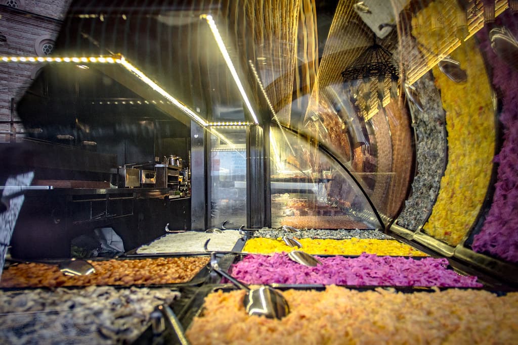 The colorful Turkish food.