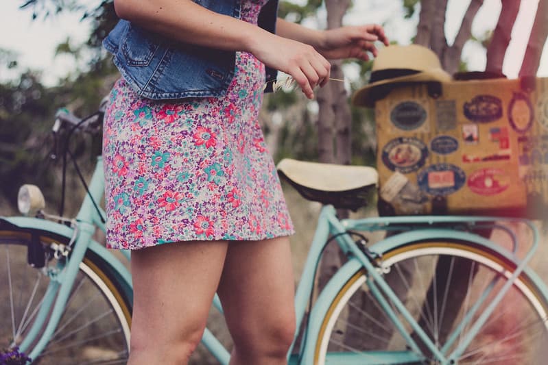 Female in Dress by Bicycle