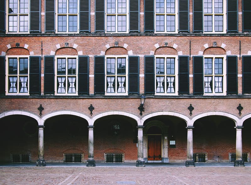 Windows in Brick Courtyard