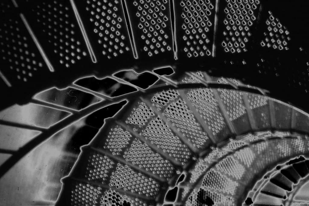 Spiral staircase, solarized