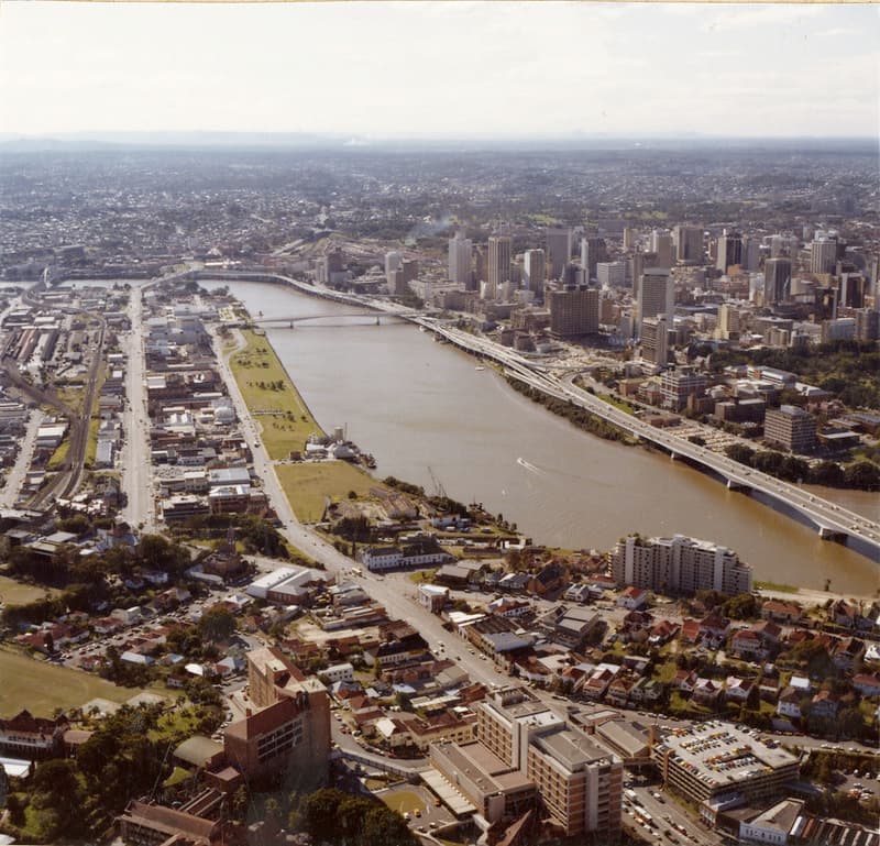 Expo Site-Sth Brisbane and City in Background From Air, c 1986