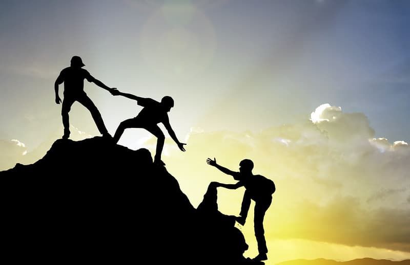 Climbing helping team work , success concept