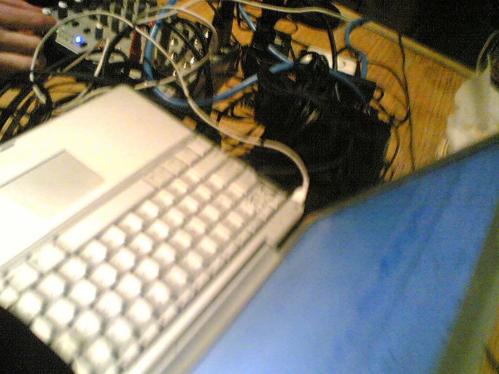 Rats nest of podcast cables II